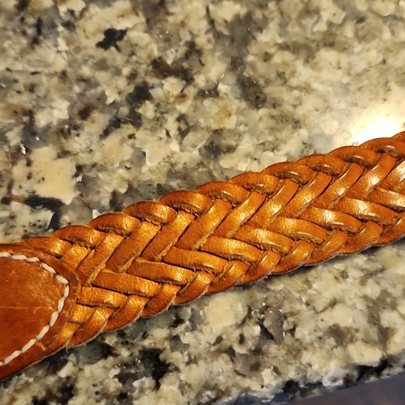ECHO Made In Turkey Brown Leather Braided Belt - Picture 14 of 16